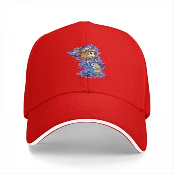 Black Baseball Cap With Cartoon Dog Characters Graphic