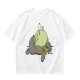 Olive T-shirt with whimsical forest spirit and small animal graphic print
