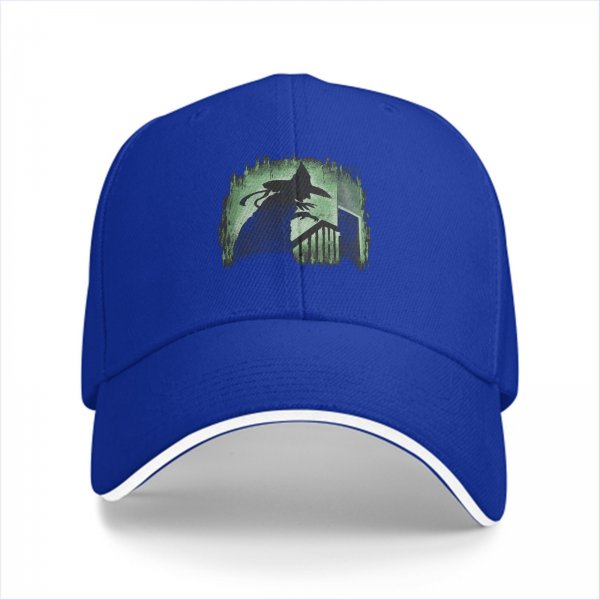 Black Baseball Cap with Spooky Witch Silhouette Halloween Print