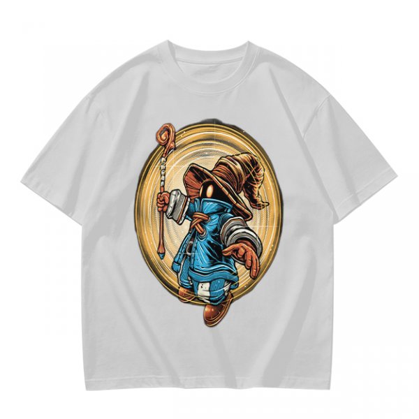 Olive T-Shirt With Fantasy Wizard Character Graphic Print