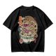 Olive t-shirt with cat bus ramen bowl graphic print