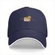 Black baseball cap with cute burning marshmallow graphic