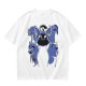 Olive T-Shirt With Blue Fantasy Animal Heads Graphic Print
