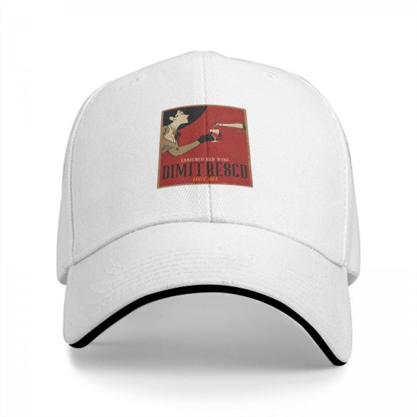Black Baseball Cap With Vintage Wine Lady Graphic Print