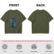 Olive T-shirt with Anime Water Bender Warrior Graphic Print