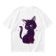 Olive T-Shirt with Sassy Black Cat and Crescent Moon Graphic