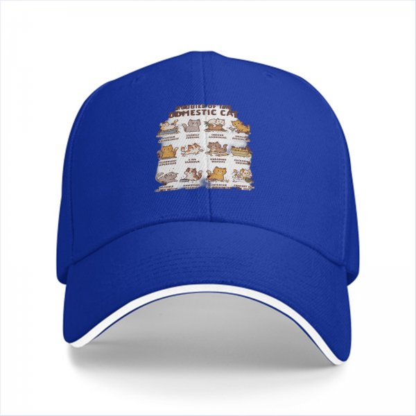 Black Baseball Cap With Domestic Cat Behavior Illustrations