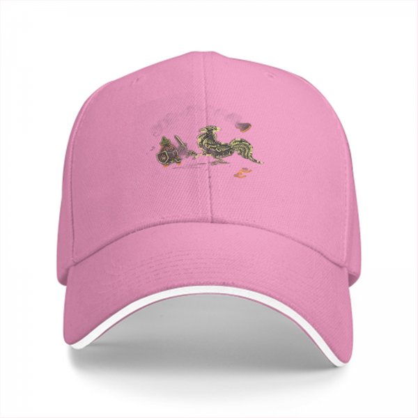 Black Baseball Cap With Rooster And Small Warrior Graphic Design