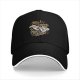 Black baseball cap with 'Make Coffee Not War' graphic print