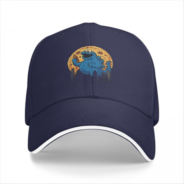 Black baseball cap with cookie monster godzilla and cookie print