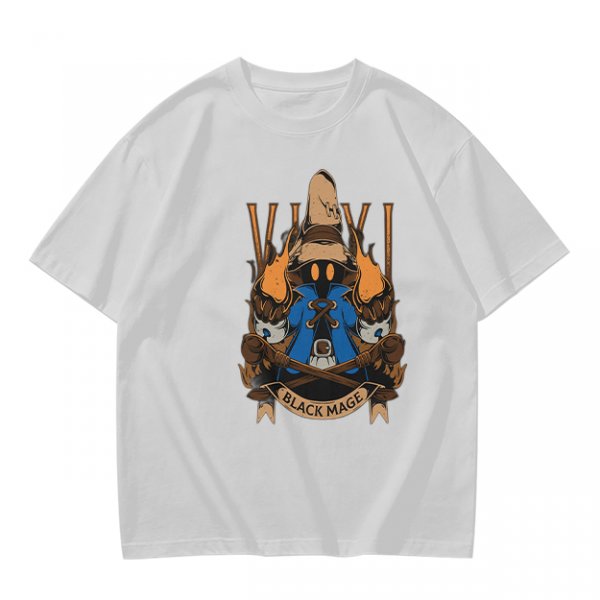 Olive Green T-Shirt with Final Fantasy Black Mage Graphic Print