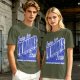 Olive t-shirt with funny yo mama's house greeting print