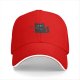 Black baseball cap with a cartoon cat holding a knife graphic