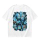 Olive T-Shirt With Playful Blue Cat Character Print