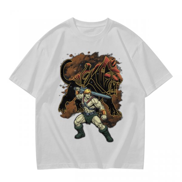 Olive T-shirt with He-Man and Battle Cat Graphic