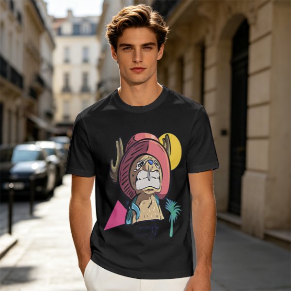 Olive T-shirt with Crying Tony Tony Chopper Graphic Print