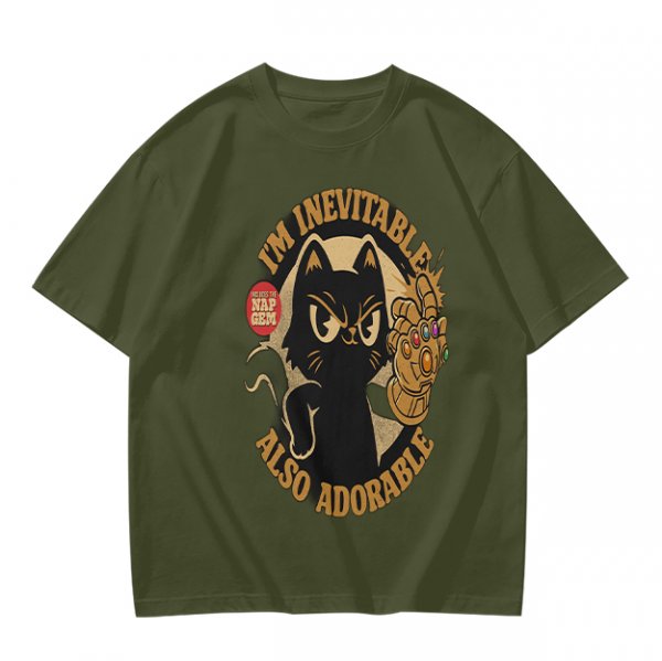 I'm Inevitable Also Adorable Black Cat Infinity Gauntlet T-Shirt