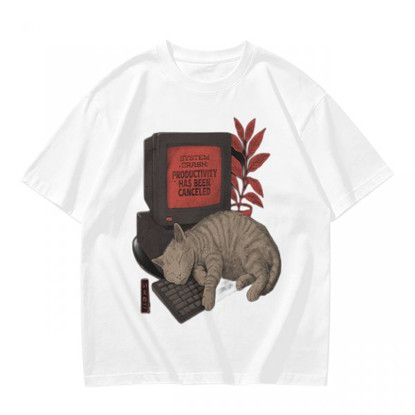 Cat Sleeping on Keyboard Productivity Canceled T-Shirt