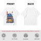 Olive t-shirt with cat ramen stall and Mount Fuji graphic