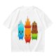 Olive T-Shirt With Cute Water Fire And Earth Elemental Characters