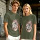 Olive Green T-Shirt with Studio Ghibli Character Collage Print