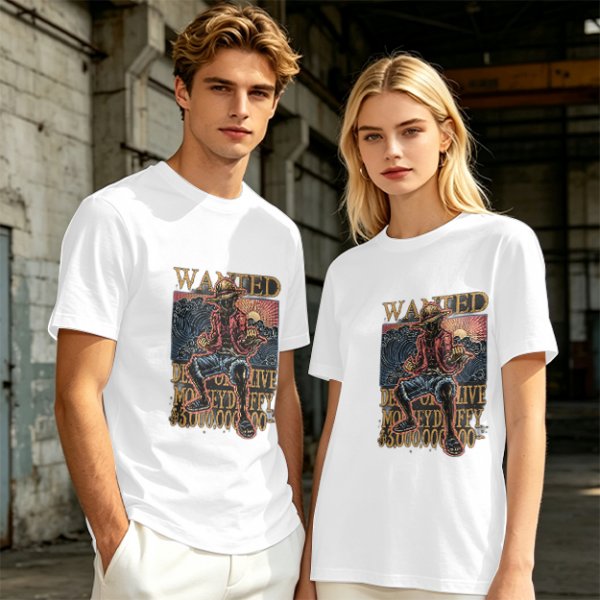 Olive Anime Wanted Luffy Graphic T-Shirt