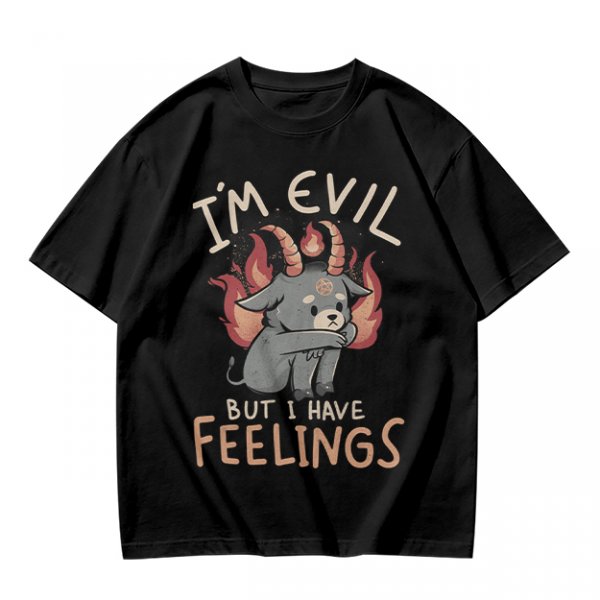 I'm Evil But I Have Feelings Cute Demon Goat Graphic T-Shirt