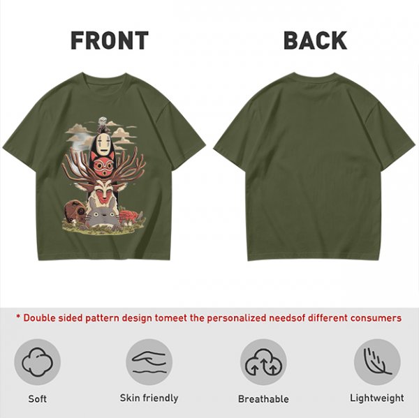 Studio Ghibli Spirited Away Princess Mononoke Totoro Character T-Shirt Art
