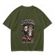 Olive graphic t-shirt with 'No longer fighting with my demons we're friends now' print