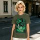 Olive Green Anime T-Shirt With Swordsman Character Artwork