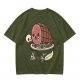 Olive T-Shirt With Funny Hamlet Ham And Skull Graphic Print