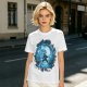 Olive T-Shirt With Blue Warrior Silhouette Graphic Print