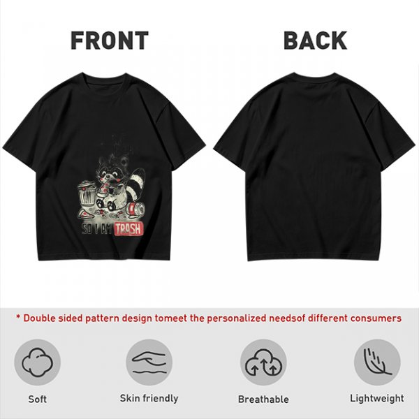 Olive T-Shirt With Raccoon Eating Pizza Trash Print Design