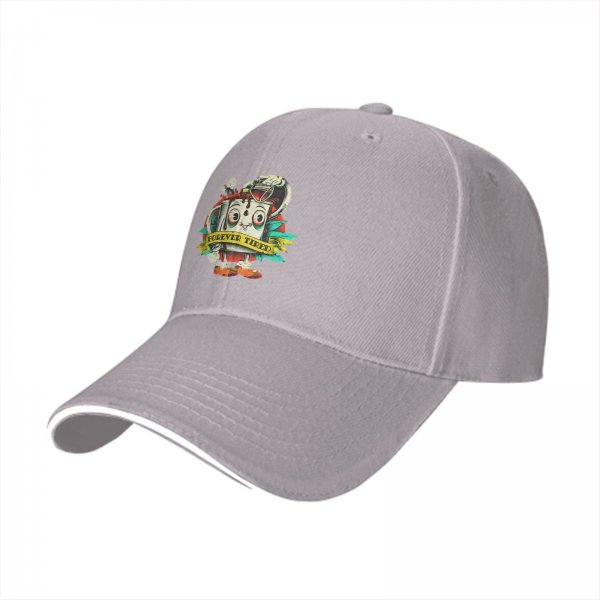 Forever Tired Cartoon Coffee Mug Graphic Black Baseball Cap