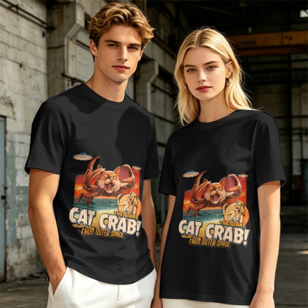 Olive T-Shirt Featuring The Giant Cat Crab From Outer Space Graphic