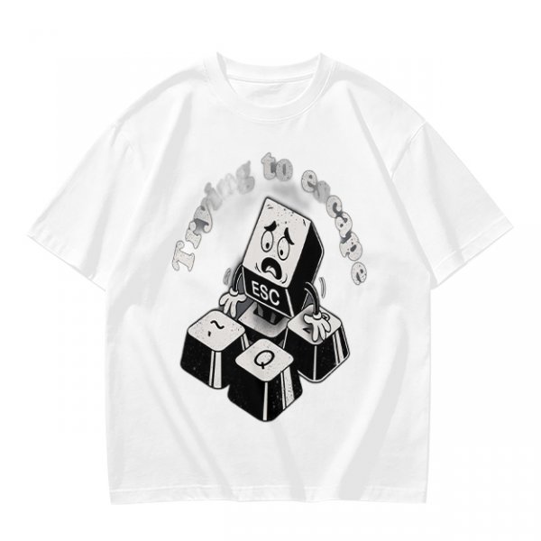 Olive T-Shirt With Esc Key Trying To Escape Graphic Print