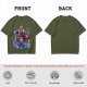 Olive T-shirt with Villainous Cartoon Character Group Print