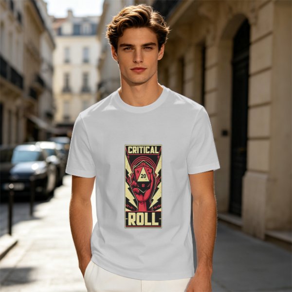 Olive Green T-Shirt With Critical Roll D20 Graphic