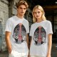 Olive T-shirt with Cat Sauron Tower Fantasy Art Print