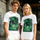 Olive Green Anime T-Shirt With Swordsman Character Artwork