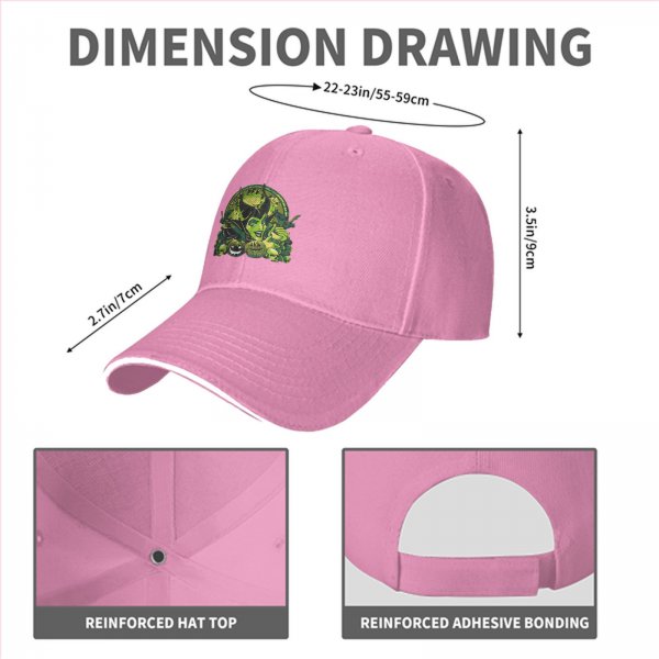 Black Baseball Cap with Maleficent Halloween Themed Print