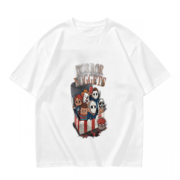 Olive T-Shirt With Horror Movie Character Nuggets Graphic Print
