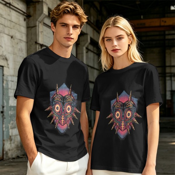Olive Green T-Shirt With Majora's Mask Graphic Print