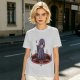 Olive T-Shirt With Purple Demon Cat On Pentagram And Candles