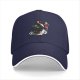 Black Baseball Cap With Cosmic Penguin Holding Ice Cream Print