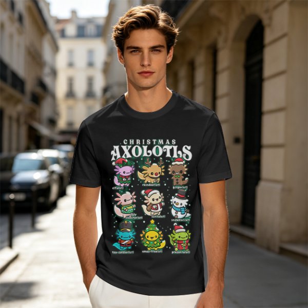 Christmas Axolotls Cute Holiday Graphic T-Shirt Design