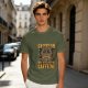 Olive Graphic T-Shirt With 'Caution May Bite Before Caffeine' Angry Cat Print