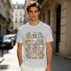 Olive green t-shirt with cute mythical monster cat graphic prints