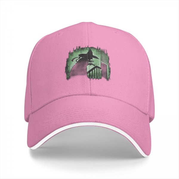 Black Baseball Cap with Spooky Witch Silhouette Halloween Print