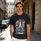 Olive Graphic Tee With Retro Sci-Fi Character Art Print
